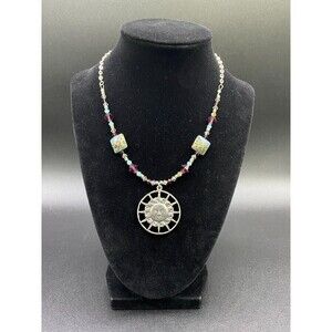 Sun Necklace with Crystals & Glass Beads by Neanie-Bot - Free Shipping